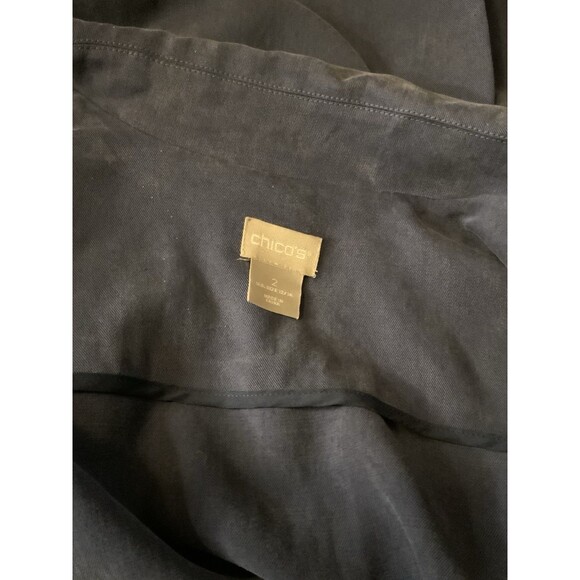 Chico's Women’s 2 US L Blue Drape Jacket, Soft Twill Lyocell Open Front Blazer - Picture 6 of 12